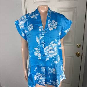Vintage 70s Holo Holo Women's Shirt Top M hawaiian Polyester Floral Button A4-5